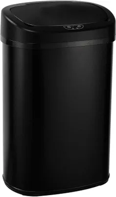 Immagine prodotto di Grande contenitore per rifiuti da cucina da 58 litri in acciaio inossidabile nero opaco