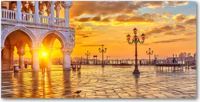 Produktbild von Tulup® Glas-Bild - 100x50 -Wandkunst - Wandbild hinter gehärtetem Sicherheitsglas  - Sehenswürdigkeiten & Architektur - Venedig Italien - Gelb