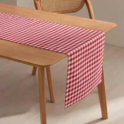 Obrázek produktu pro GAMUSI VICHY – bavlněný ubrus odolný proti skvrnám – 45 x 170 cm – červený