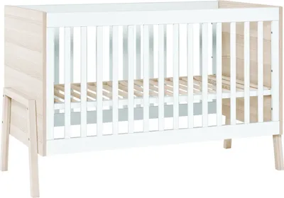 Produktbild von Babybett / Gitterbett Hildrid 01, Farbe: Akazie / Weiß - Liegefläche: 60 x 120 cm (B x L)