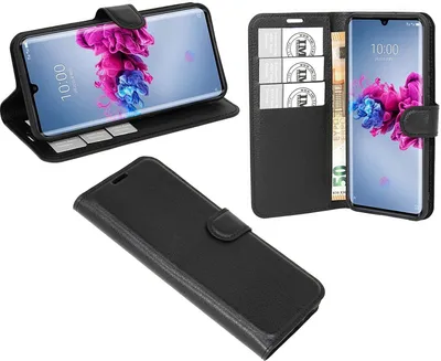 Produktbild von Buch Tasche "Fancy" kompatibel mit ZTE AXON 11 Handy Hülle Etui Brieftasche Schutzhülle mit Standfunktion, Kartenfach Schwarz