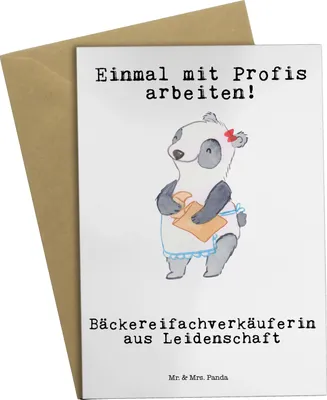 Produktbild von Mr. & Mrs. Panda Glückwunschkarte Bäckereifachverkäuferin Leidenschaft - Weiß - Geschenk, Backstube, einladungskarten, Spruch, hochzeitskarten, babykarte, Bäckerei, Beruf