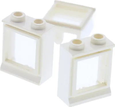 Produktbild von 3x Lego Fenster Rahmen 75° 1x2x2 weiß Scheibe transparent weiß Eisenbahn 7026c01
