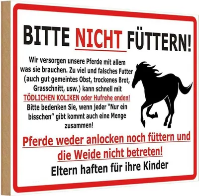 Produktbild von vianmo Holzschild 12x18 cm Pferd Bitte nicht füttern Tier Haustier