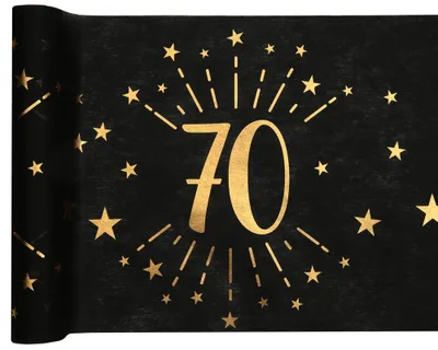 Produktbild von 70. Geburtstag schwarz gold Tischläufer 5 m x 30 cm Zahl 70