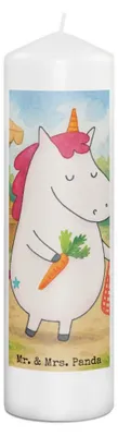 Produktbild von Mr. & Mrs. Panda Kerze Einhorn Vegan Design 29 x 8 cm XL - Weiß - Geschenk, Deko, Veganismus, Gesund Leben, essen, Stumpenkerze, Bedruckte, Erinnerungskerze, Veganer