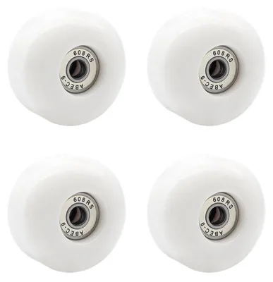 Immagine prodotto di Ruote per skateboard, set di 4 pezzi, 52x32 mm, durezza 95A, in PU, con cuscinetti, colore bianco