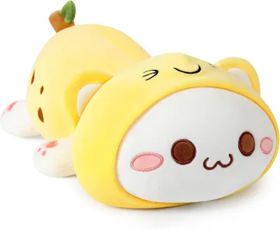 Produktbild von Plüschtier Katze Banane Kuscheltier Stofftier Kawaii Katze Plüsch, Banane Plüschkissen Spielzeug, Katze Wurfkissen, Schmusetier Geschenk für Kinder