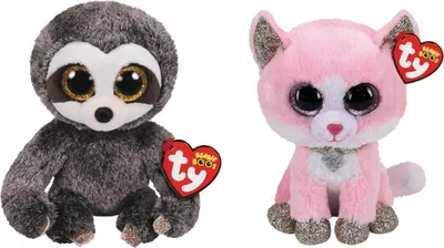 Produktbild von Ty - Stofftiere - Beanie Boo's - Dangler Sloth & Fiona Pink Cat