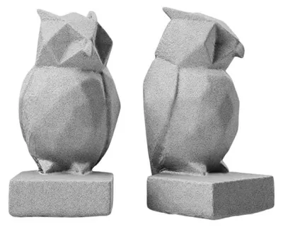 Imagen del producto de Soportes para libros, figuras de búhos, diseño moderno, color gris, 16 cm, paquete de 2 unidades