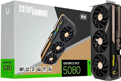 Produktbild von Zotac GAMING GeForce RTX 5080 SOLID CORE, GeForce RTX 5080, 16 GB, GDDR7, 256 Bit, 7680 x 4320 Pixel, PCI Express x16 5.0