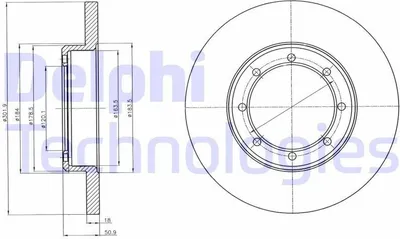 Produktbild von 2x DELPHI Bremsscheibe BG4344 für OPEL Movano B Kastenwagen (X62) 50 9mm 302mm
