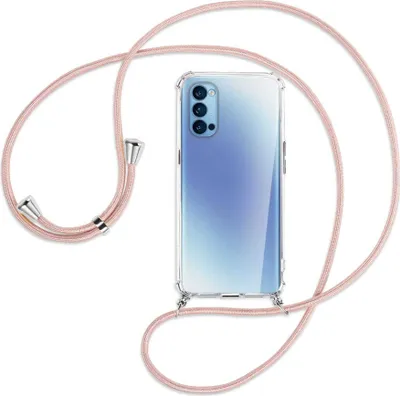 Produktbild von Handykette Backcover-Schutzhülle mit Band (Metall silberfarben) für Oppo Reno5 4G/5G - roségold