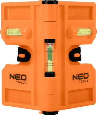Immagine prodotto di NEO TOOLS livella a bolla d'aria, mobile, 3 fiale, 4 magneti, regolabile da 15 a 180°, in plastica robusta, lunghezza utile di 209 mm