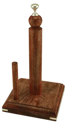 Keukenrolstandaard aus Mangoholz/Messing, 16,5 x 33 cm