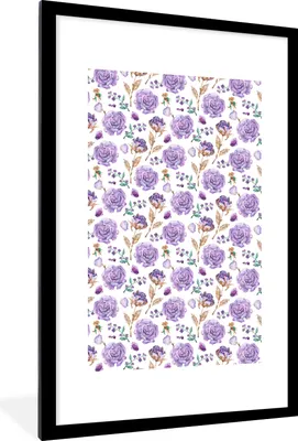 Produktbild von MuchoWow® MuchoWow® Gerahmtes Poster Blumen - Lila - Rosen 60x90 cm - Poster mit zchwarzem Bilderrahmen - Dekoration - Wandposter Wohnzimmer - Hochwertig