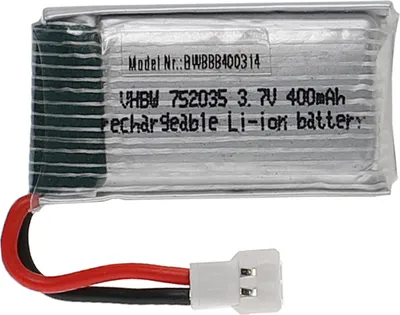Produktbild von vhbw Akku kompatibel mit XH 2.54 2P Stecker für Modellbau z.B. Racing Car, Helikopter, Flugzeug (400mAh, 3,7V, Li-Polymer, 37 x 20 x 8 mm)