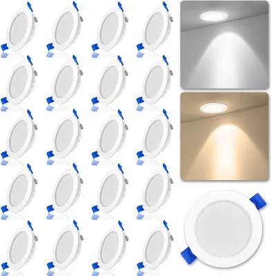 Zdjęcie produktu dla TRMLBE Reflektor wpuszczany LED, 20 sztuk 12W spot sufitowy zimne białe światła wpuszczane nowoczesna wpuszczana lampa sufitowa do kuchni łazienka biuro łazienka