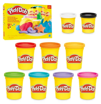 Produktbild von Play-Doh Fantastische Farben mit 9 Dosen (7 Standardgrößen, 2 kleine Dosen), zum Kneten & Spielen ab 3 Jahren, fördert die Feinmotorik, für Kinder