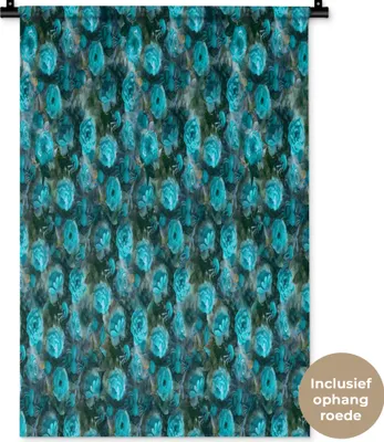 Produktbild von MuchoWow® Wandteppich Wandbehang Blumen - Blau - Rosen 60x90 cm Tapisserie Dekoration Wandtuch - Foto-Teppich - Abwaschbar