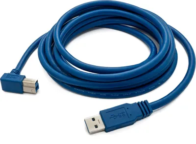 Produktbild von SYSTEM-S USB 3.0 Kabel 3 m Typ B Stecker zu Typ A Stecker Winkel in Blau
