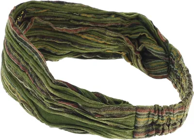 Produktbild von Uni-Hippie-Kopfband mit verwaschener Batikoptik, Stirnband für Goa und Yoga, armeegrün