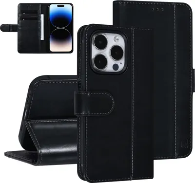 Produktbild von UNIQ Accessory iPhone 14 Pro Black Booktype Card holder for 3 cards - Magnetic closure