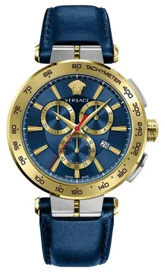 Produktbild von Versace VE6CA0223 Aion Chronograph silber gold blau Leder Herren Uhr NEU