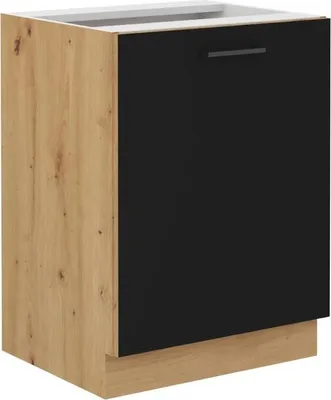 Zdjęcie produktu dla Szafka jednodrzwiowa dolna MALILA – szerokość 40 cm, czarna/dąb artisan