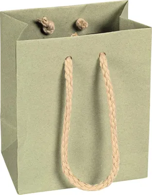 Produktbild von Papiertragetaschen, Salbeigrün, 10 x 12 x 6,5 cm, Baumwollkordel - 12er Pack