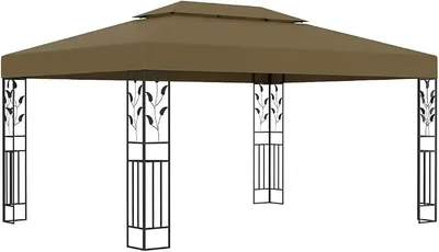 Produktbild von Pavillon mit Doppeldach 3x4 m Taupe 180 g/m? Partyzelt, Gartenzelt Festzelt Gartenpavillon zum Garten, Hochzeit, Camping