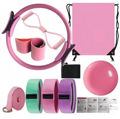 Zdjęcie produktu dla Zestaw gumowych pierścieni do pilatesu – 10 sztuk – różowy – akcesoria fitness