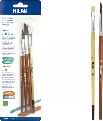 Produktbild von Milan Pędzle szkolne seria 101 i 524 4 sztuki na blistrze