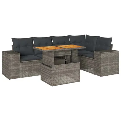 Produktbild von 6-tlg. Garten-Sofagarnitur mit Kissen Grau Poly Rattan