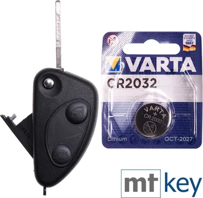 Produktbild von Repair Reparatur Satz Auto Schlüssel Austausch Gehäuse mit 2 Tasten + Rohling + Batterie kompatibel mit Alfa Romeo 156 147 937 GT 97-10