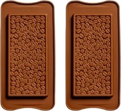 Produktbild von GKA 2 Stück Silikon Schokoladenform Kaffeebohnen für Schokoladentafel Silikonform brechbare Form Schokoriegel Schokoladenriegel Schokolade