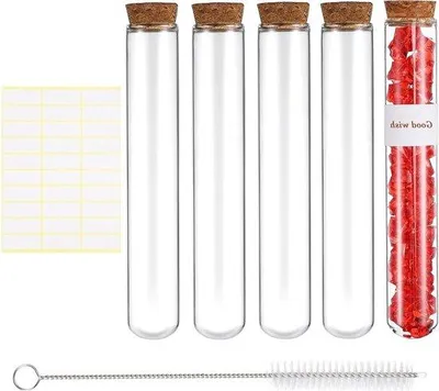 Produktbild von Reagenzgläser 5 Stück 50ml transparent mit Korken