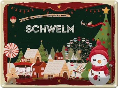 Produktbild von vianmo Blechschild 30x40 cm Weihnachten Grüße aus SCHWELM Abenteuer Reisen Urlaub
