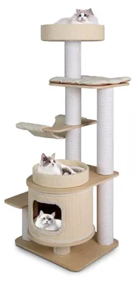 Produktbild von Katzenbaum 151 cm, großer Kratzbaum mit Katzenhaus, Plattformen und Hängematte, Aktivitätszentrum für Katzen