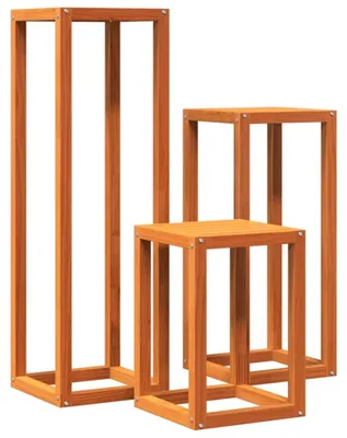 Image de vidaXL Support pour plantes 3 pcs. Marron cireux Pin massif