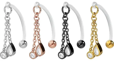 Produktbild von Bauchnabelpiercing PMFK Bananabell mit Chirurgenstahl-Design KETTE + KRISTALLE
