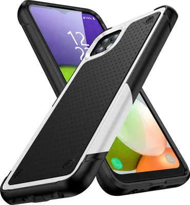 Produktbild von Für Samsung Galaxy A22 5G Hülle Militärqualität Stoßfest Hybrid 2 in 1 Hart PC Weich TPU Handyhülle Weiß Schwarz