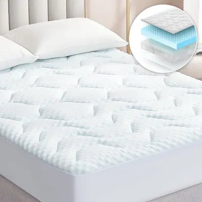 Immagine prodotto di Sottostrato per materasso in memory foam con gel refrigerante, 90x190 cm, bianco, con elastico spesso di 38 cm