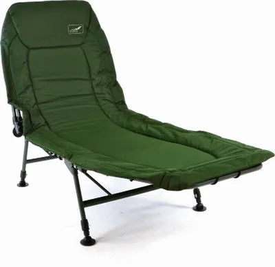 Produktbild von VCM Liegestuhl | Karpfenliege | Campingliege mit 6 Schlammfüßen | Angelliege | Grün Olive