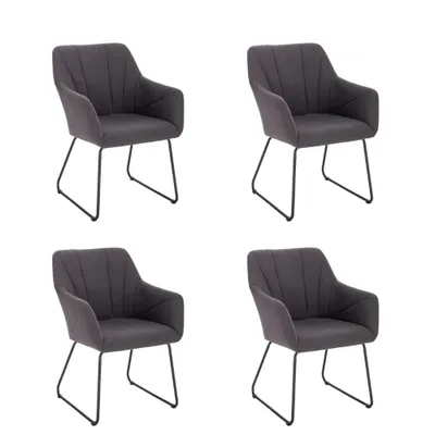 Produktbild von HOME DELUXE - Esszimmerstuhl PAKU - 4er Set, Farbe: Anthrazit, Höhenverstellbar, weiche Polsterung, bis 120 kg belastbar I Küchenstuhl Speisestühle Esszimmerstühle