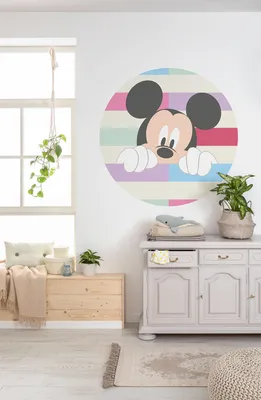 Produktbild von Komar Vlies Fototapete / Wandtattoo selbstklebend - Mickey Peek-a-boo - Größe: 125 x 125 cm (Breite x Höhe) - 1 Teile