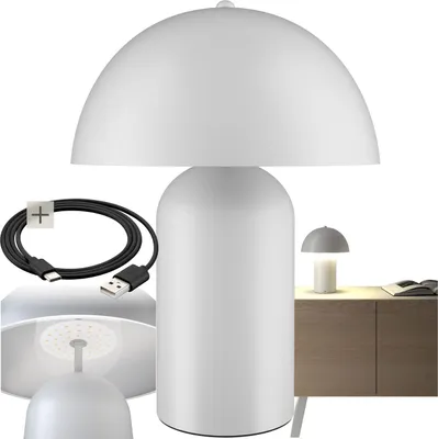 Produktbild von Kleine Retro-Tischlampe Kade, dimmbar - weiß
