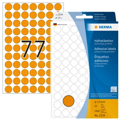 Immagine prodotto di HERMA Markierungspunkte, Durchmesser: 13 mm, leuchtorange