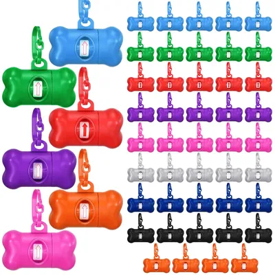 Immagine prodotto di 50 dispenser per sacchetti per escrementi di cane a forma di osso, portabracci per sacchetti per escrementi di cane, in plastica