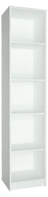 Produktbild von Bücherregal mit 5 Ebenen Regal in matter Ausführung 39 cm breit, Standregal mit 4 Einlegeböden, ideal für Schlafzimmer, Wohnzimmer, Flur Weiß